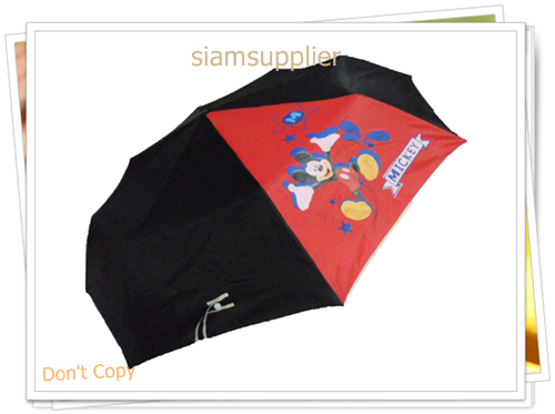 ร่มพับได้ ร่มกันแดด กันฝน Micky สีดำ พร้อมกระเป๋าใส่