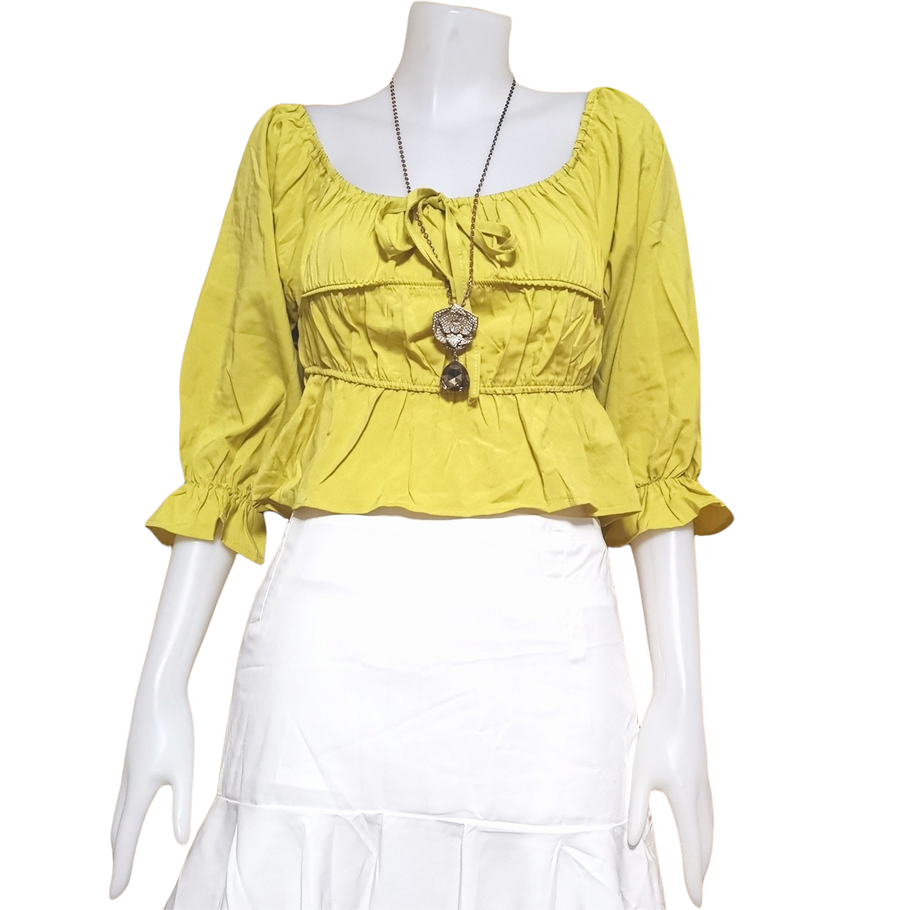 Blouse3914 เสื้อเปิดไหล่แขนสามส่วนดึงยางรอบบ่า ผูกโบว์อก สม็อครอบเอว ใส่เปิดไหล่หรือเกาะไหล่ก็ได้ ผ้าไหมอิตาลีเนื้อดีนุ่มใส่สบายไม่ยับง่าย งานน่ารักแมทช์กับอะไรก็เข้า มี 8 สี สีเนื้อ, ดำ, เขียวมะนาว, เขียวเข้ม, แดงเลือดหมู, โอลด์โรส, ขาว,
