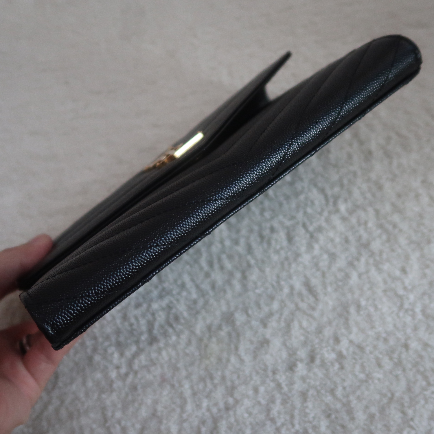 Saint Laurent Black Cassandre Matelasse Wristlet Pouch