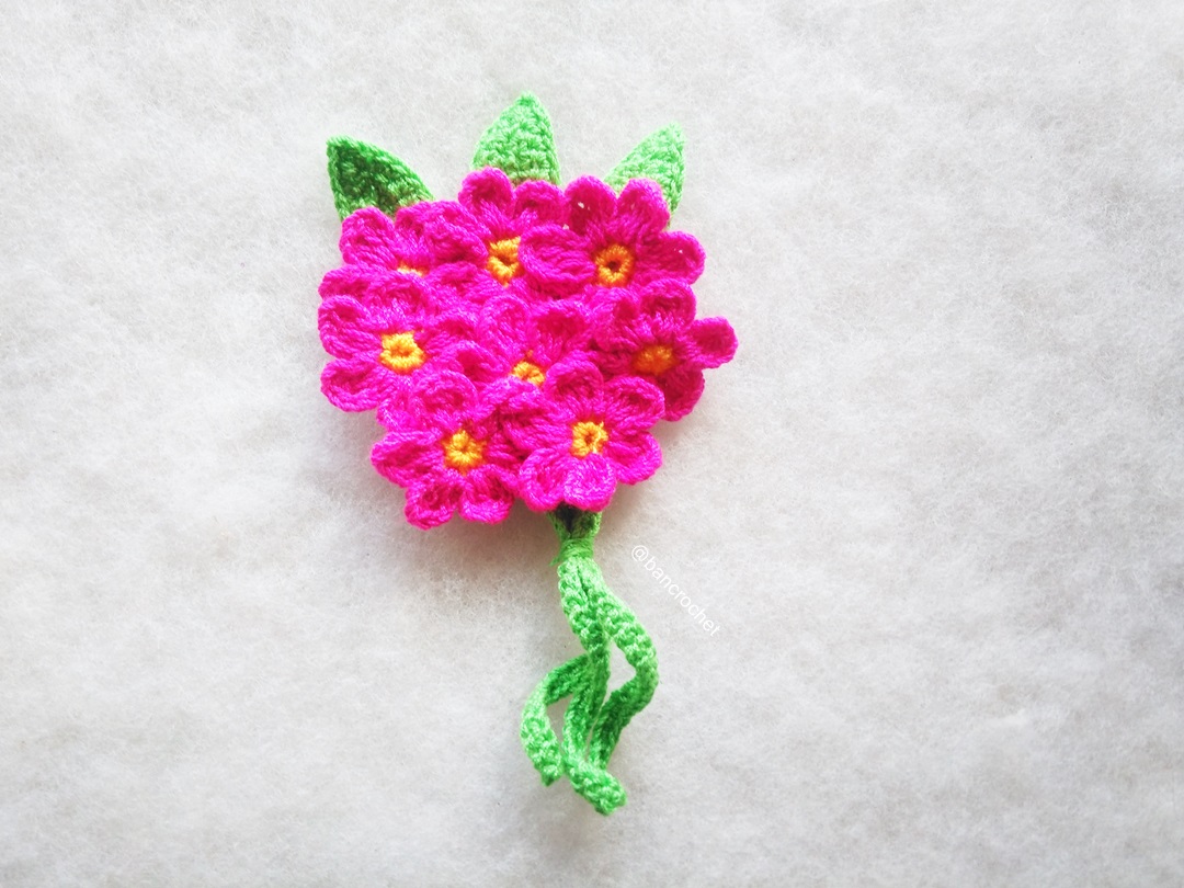 เฉพาะราคาส่ง ช่อดอกไม้จิ๋วถักโครเชต์ Mini flower bouquet crochet (only wholesale) สำเนา หลากสี 5 นิ้ว