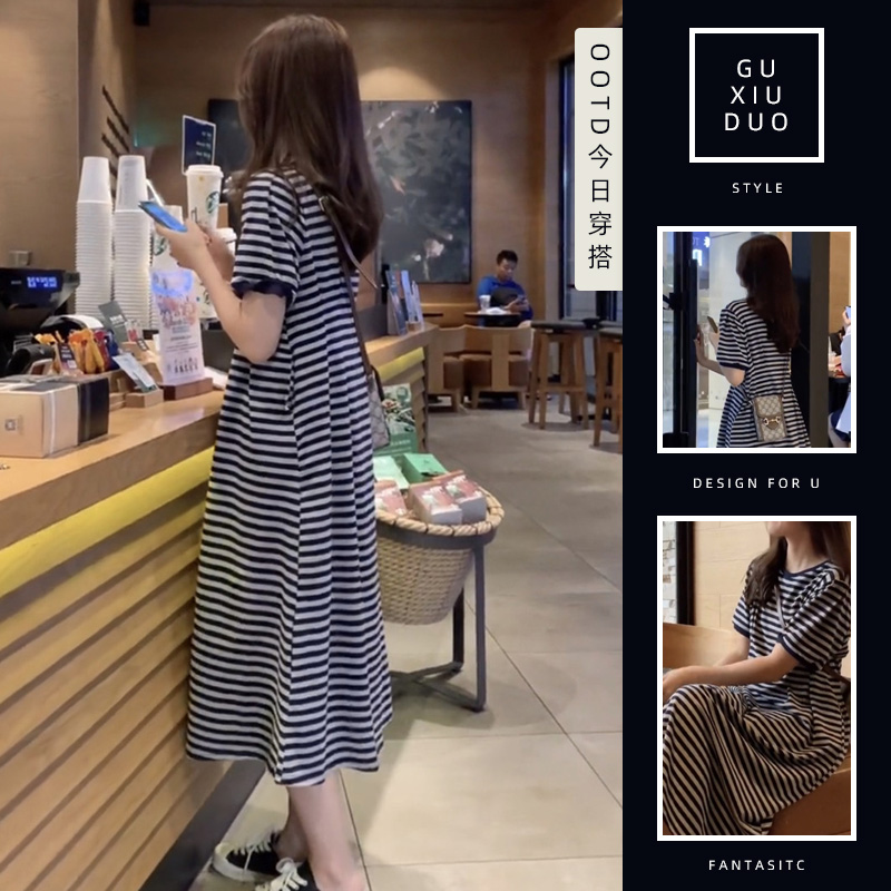 เดรสแขนสั้นมีไซส์L-4XLอก38-47นิ้ว