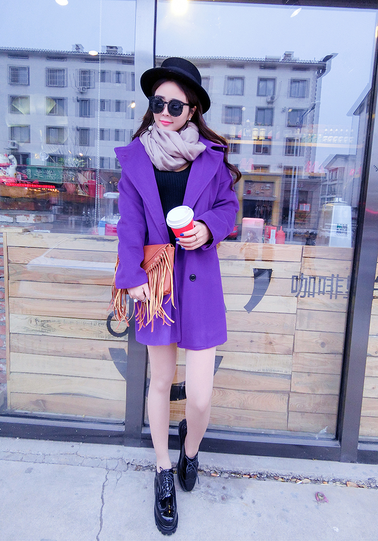 เสื้อโค้ทกันหนาว สีม่วง สีแรง ใส่ออกมาถ่ายรูปขับผิวมากๆ ผ้า วูลผสมสำลี พร้อมบุซับในกันลม พร้อมส่งเลยจ้าา ม่วง ตามภาพสินค้าจริง