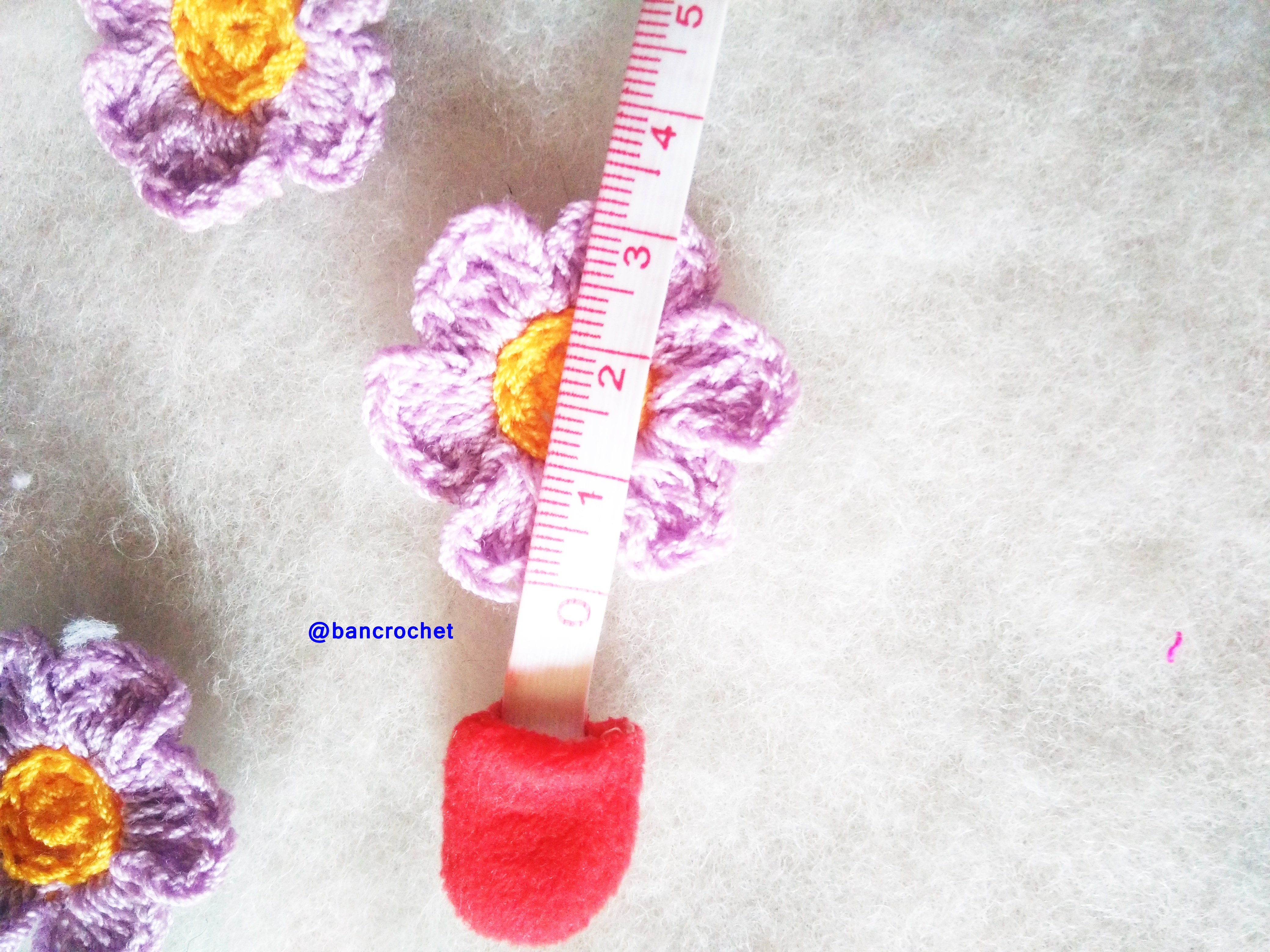 Bancrochet ดอกไม้ถักโครเชต์ crochet flowers ม่วง 3 cm