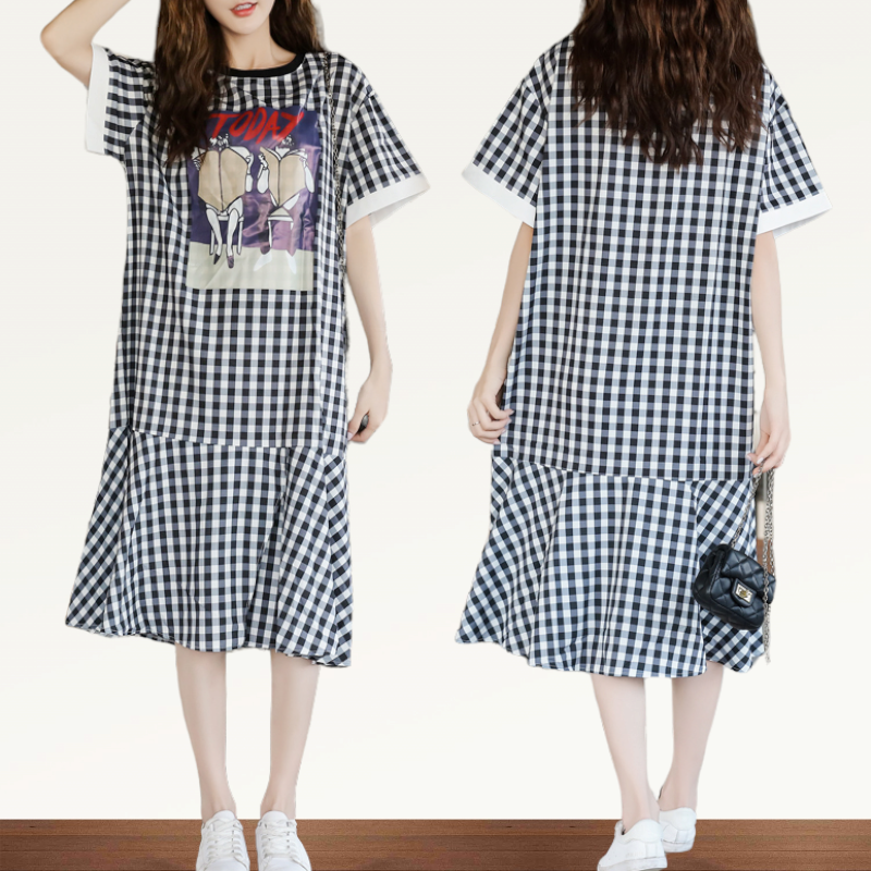 Dress4744 เดรสยาวลายสก็อตทรงปล่อยชายระบาย งานสกรีนลายดิจิตอลอย่างดีสีสวยคมชัด ผ้าโพลีเนื้อดีนุ่มใส่สบาย งานสวยใส่ง่ายน่ารักมาก