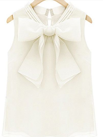 เสื้อผู้หญิง ใส่ทำงาน ผ้าไหมผสมซีฟอง แต่งโบว์ด้านหน้า แขนกุด สีเทา และ ขาว no 79232