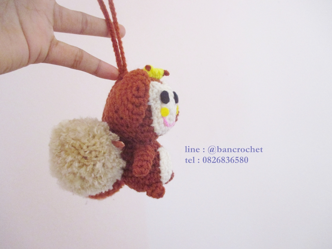 ที่ห้อยกระเป๋า พวงกุญแจตุ๊กตา ลิงถักโครเชต์ monkey dolls pom pom amigurumi crochet keychain