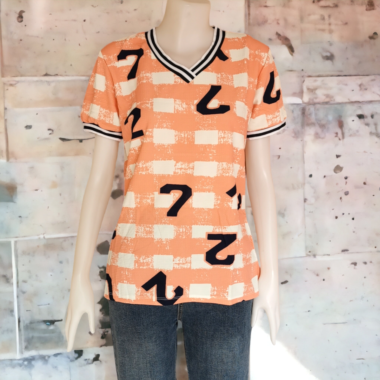 Blouse3244-3254 Big Size เสื้อแฟชั่นไซส์ใหญ่ คอวี แขนสั้น ผ้าวูลเวฟ(ผ้าหนังไก่)เนื้อดีนุ่มยืดหยุ่นสูงใส่สบาย มีหลายสีหลายลาย
