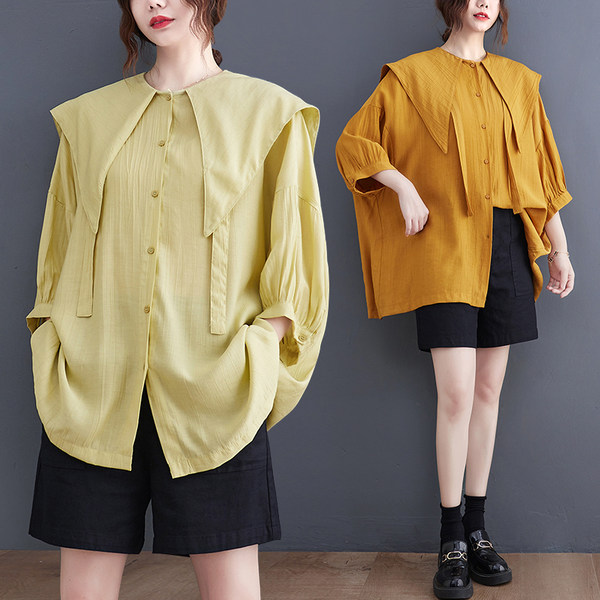 เสื้อลินินคนอ้วน เสื้อทีเชิ้ตคนอ้วนผู้หญิง เสื้อทีเชิ้ตตัวใหญ่ By Literary Plus size