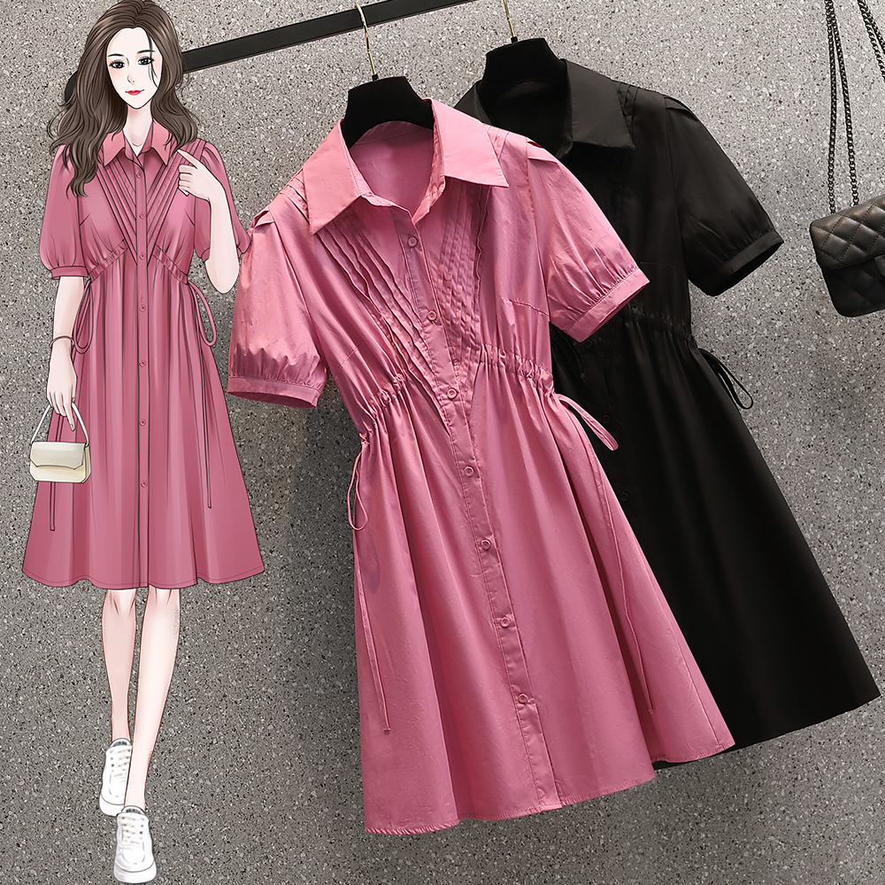 เดรสแขนสั้น มีไซส์ L-4XLอก 38-47 นิ้ว ใส่ได้ทั้งสาวหุ่นดีน่ารักจนถึงสาวอวบพลัสไซส์