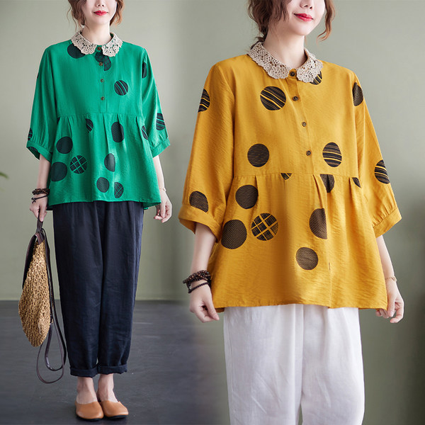 เสื้อลินินคนอ้วน เสื้อทีเชิ้ตคนอ้วนผู้หญิง เสื้อทีเชิ้ตตัวใหญ่ By Literary Plus size