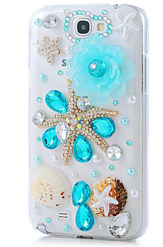 เคสโทรศัพท์ เคส Samsung Galaxy Note 2 N7100 เคส Hand made 3 D ธีม ชายหาด สีฟ้า สดใส แต่ง เปลือกหอย แสนหวาน ชายทะเล ฟินสุด ๆ 432420