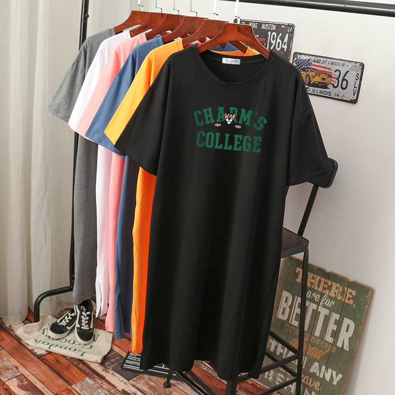 เดรสสไตล์เสื้อยืด S-3XL(อกเสื้อยืด 43- 51 นิ้ว)ใส่สบายๆอยู่บ้าน ใส่นอน
