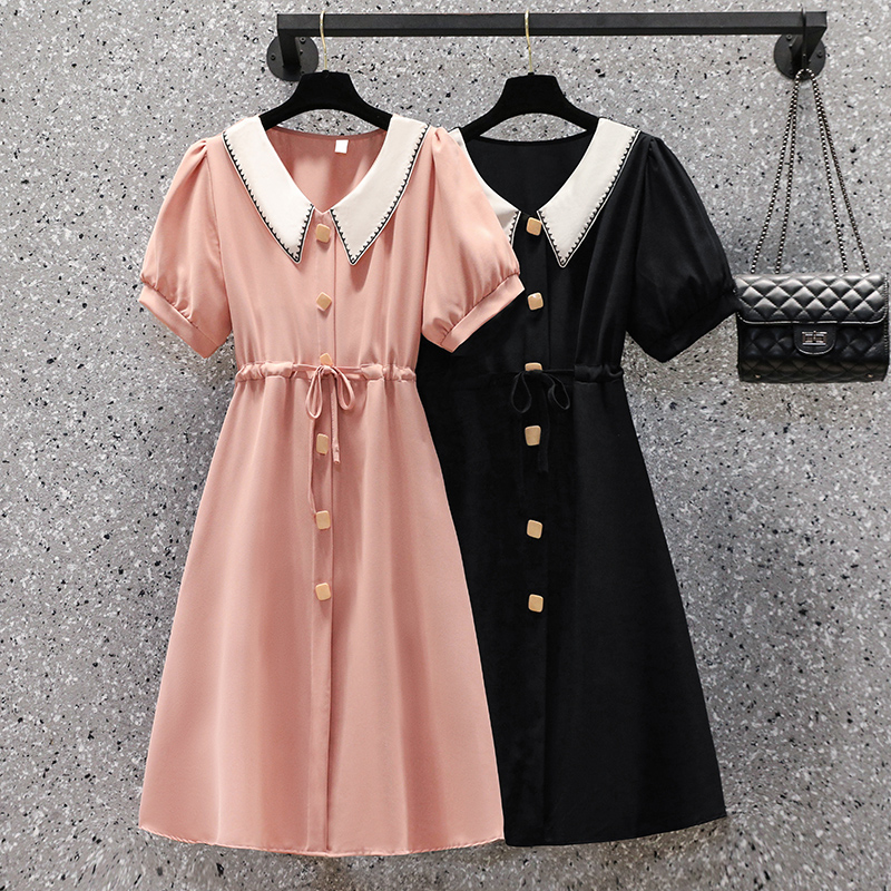 เดรสแขนสั้น มีไซส์ L-4XLอก 38-47 นิ้ว ใส่ได้ทั้งสาวหุ่นดีน่ารักจนถึงสาวอวบพลัสไซส์