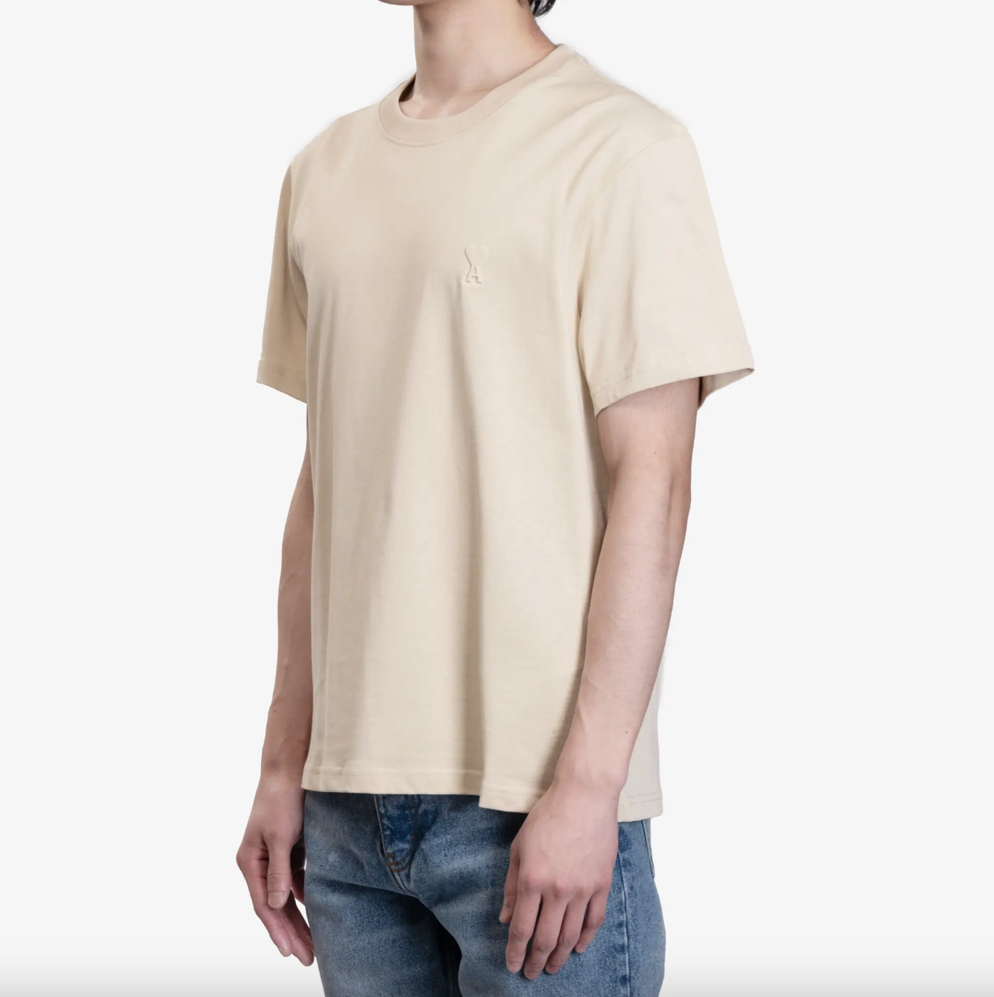 Ami Beige Cotton Logo T-Shirt