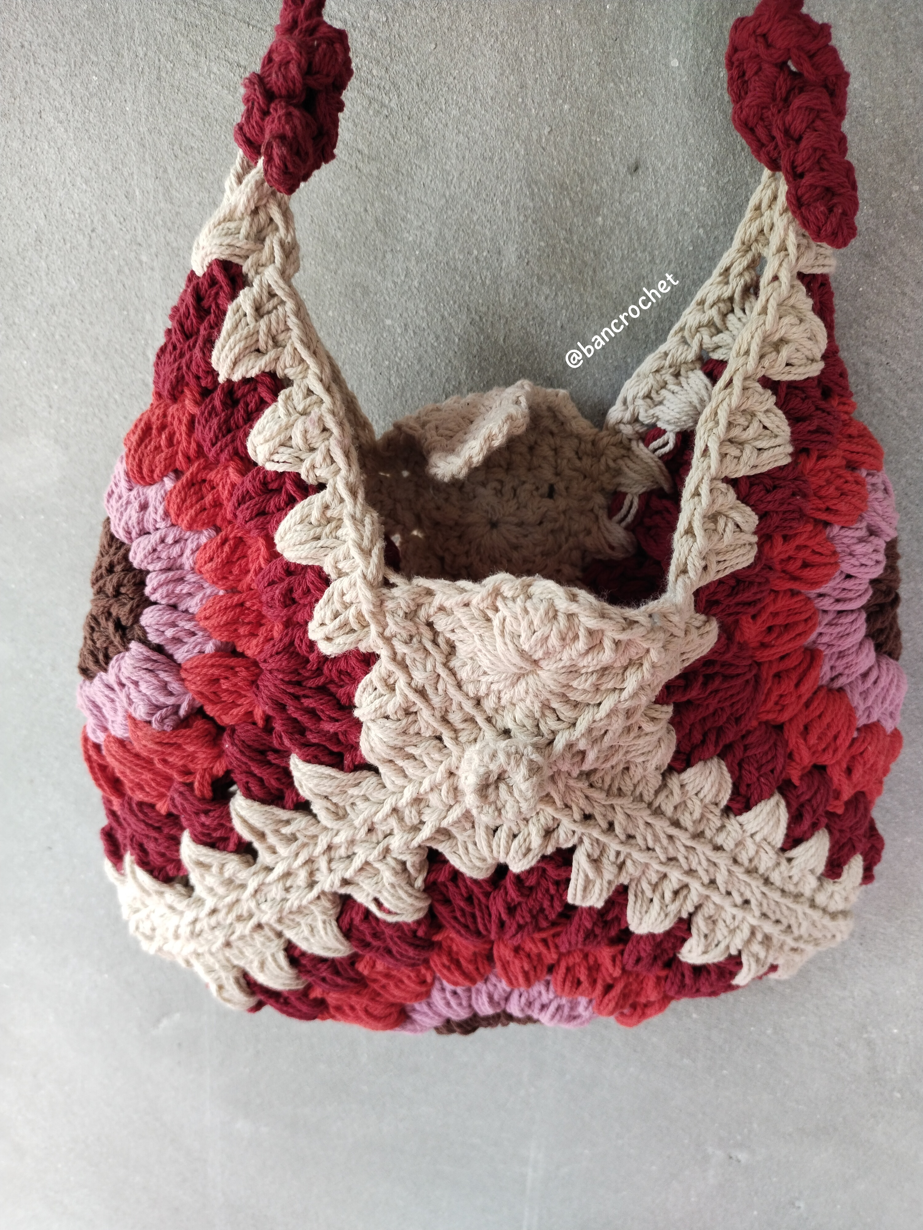 Bancrochet กระเป๋าถักโครเชต์ crochet bag หลากสี 8*9inch