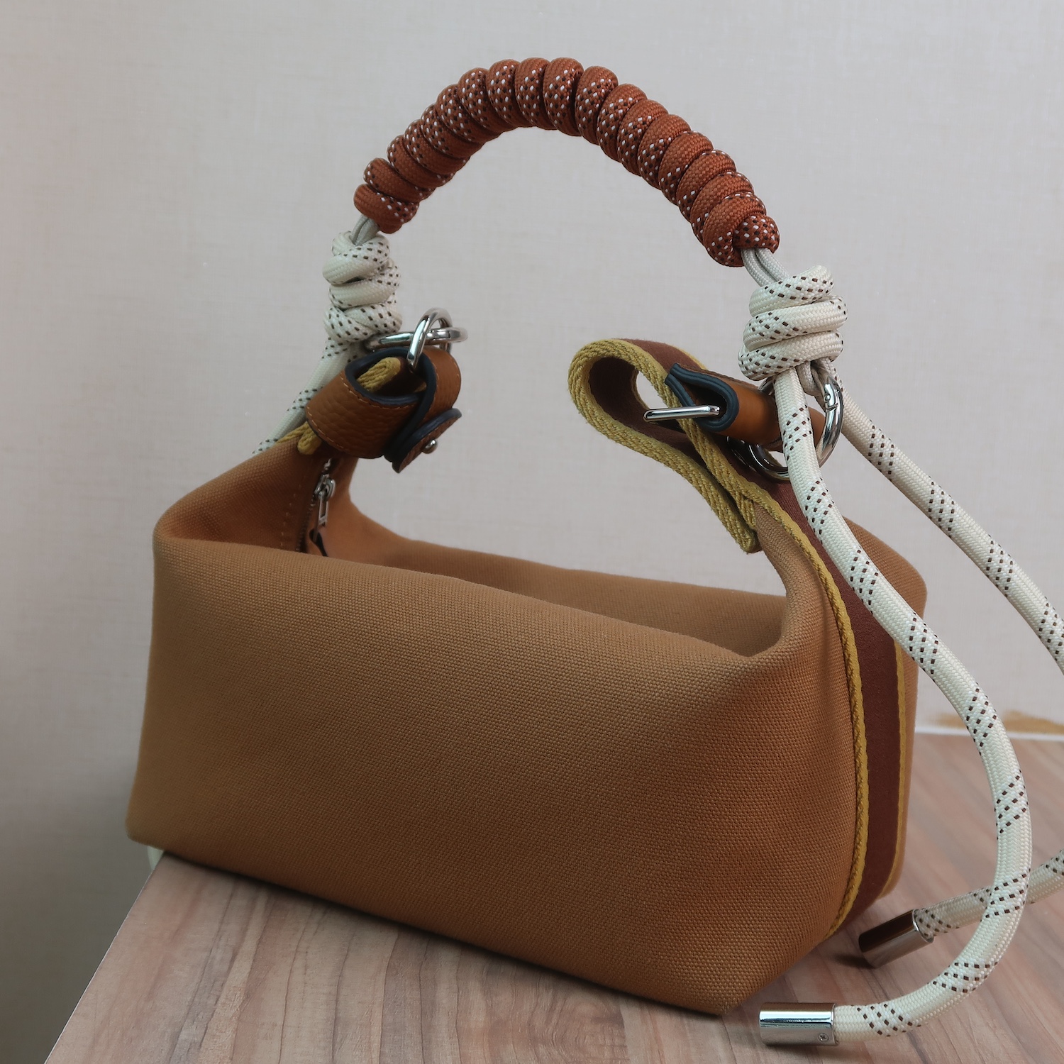 Hermes Brown Canvas Bride-A-Brac Case Small Bag