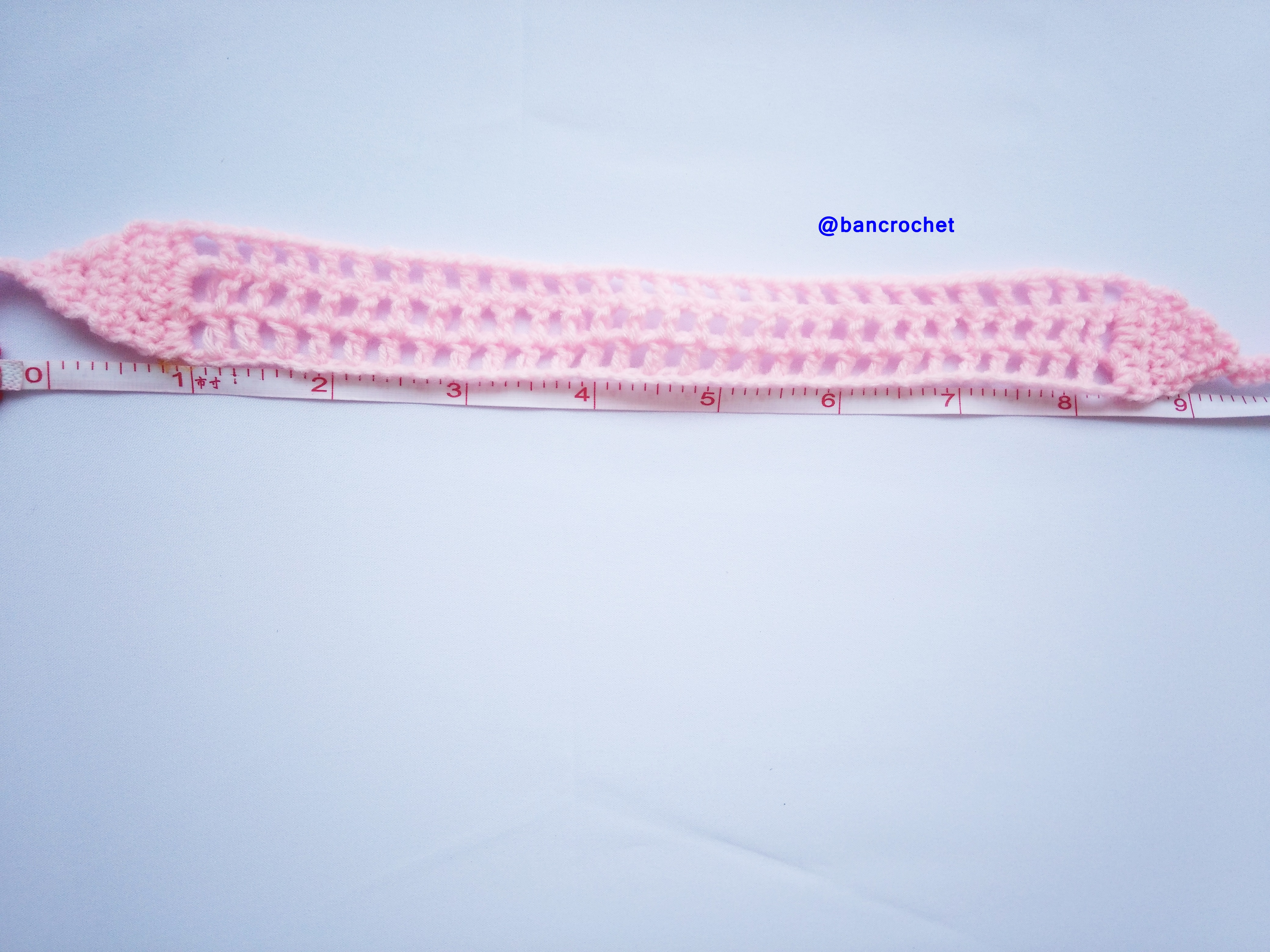 Bancrochet ที่คาดผมถักโครเชต์ crochet headband ชมพูอ่อน 1-1.5*13 inch