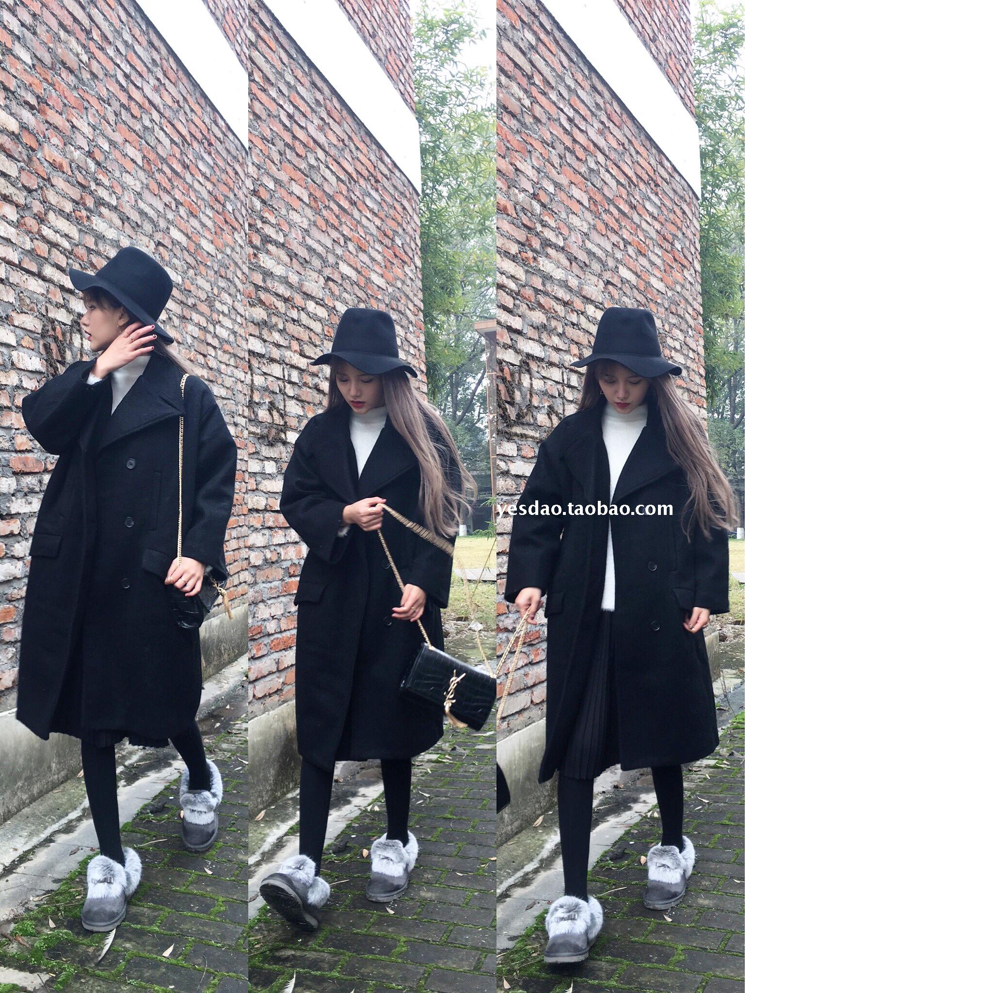 เสื้อโค้ทกันหนาว ทรงยาวโคล่ง แต่งกระเป๋า 4 จุด (กระเป๋าจริง) ผ้าวูลเนื้อละเอียด บุซับในกันลม งานดีค่าา พร้อมส่ง สีดำ