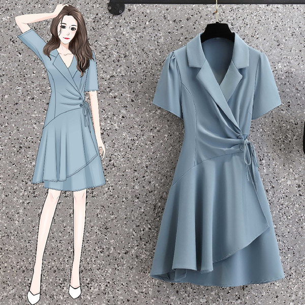 เดรสคนอ้วน เดรสสาวอวบ ชุดเดรสคนอ้วนวัยรุ่นแขนสั้น BY PLUS SIZE Girl