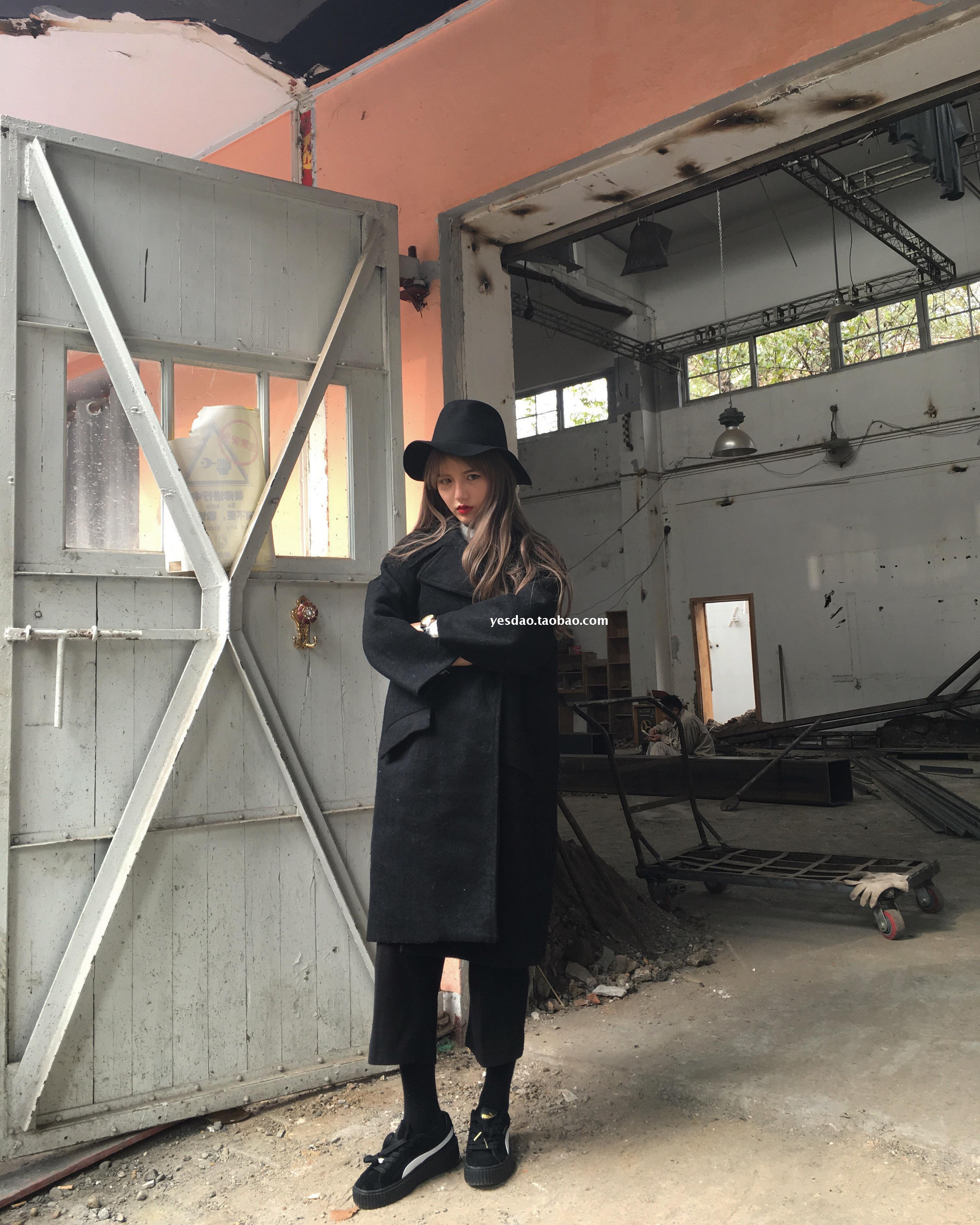 เสื้อโค้ทกันหนาว ทรงยาวโคล่ง แต่งกระเป๋า 4 จุด (กระเป๋าจริง) ผ้าวูลเนื้อละเอียด บุซับในกันลม งานดีค่าา พร้อมส่ง สีดำ