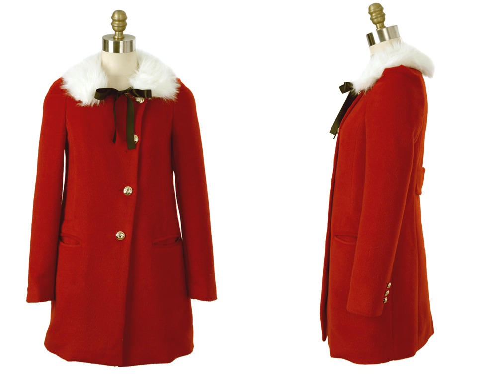 โค้ทกันหนาว สีแดง เก๋ๆ แบบสวยทรงผู้ดีมากๆ แถมขนเฟลอ (ถอดออกได้) ดูดีสุดๆ แบรนด์ RJ STORY แท้ พร้อมส่ง red