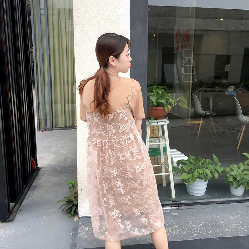 Dress4594 เดรส 2 ชิ้น เดรสลูกไม้ยาวทรงปล่อย+เดรสตัวในผ้าคอตตอนเนื้อดีหนานุ่มยืดหยุ่นสูง งานดีทรงดีลายสวย ดีเทลน่ารักหวานๆ ใส่เก๋ๆ ได้บ่อย มี 2 สี น้ำตาลครีม, ขาวชมพู
