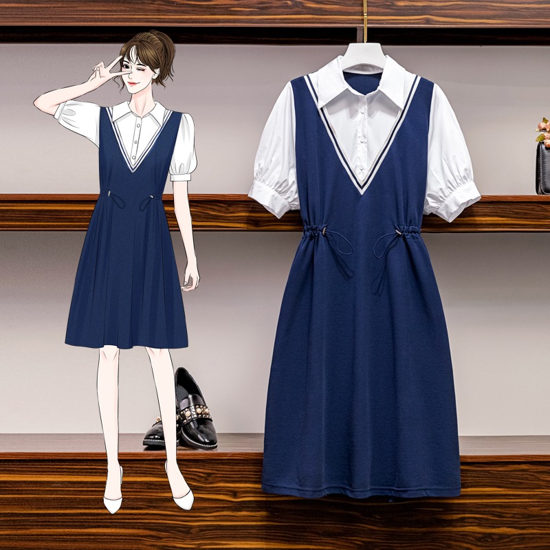 เดรสแขนสั้น มีไซส์ L-4XLอก 38-47 นิ้ว ใส่ได้ทั้งสาวหุ่นดีน่ารักจนถึงสาวอวบพลัสไซส์