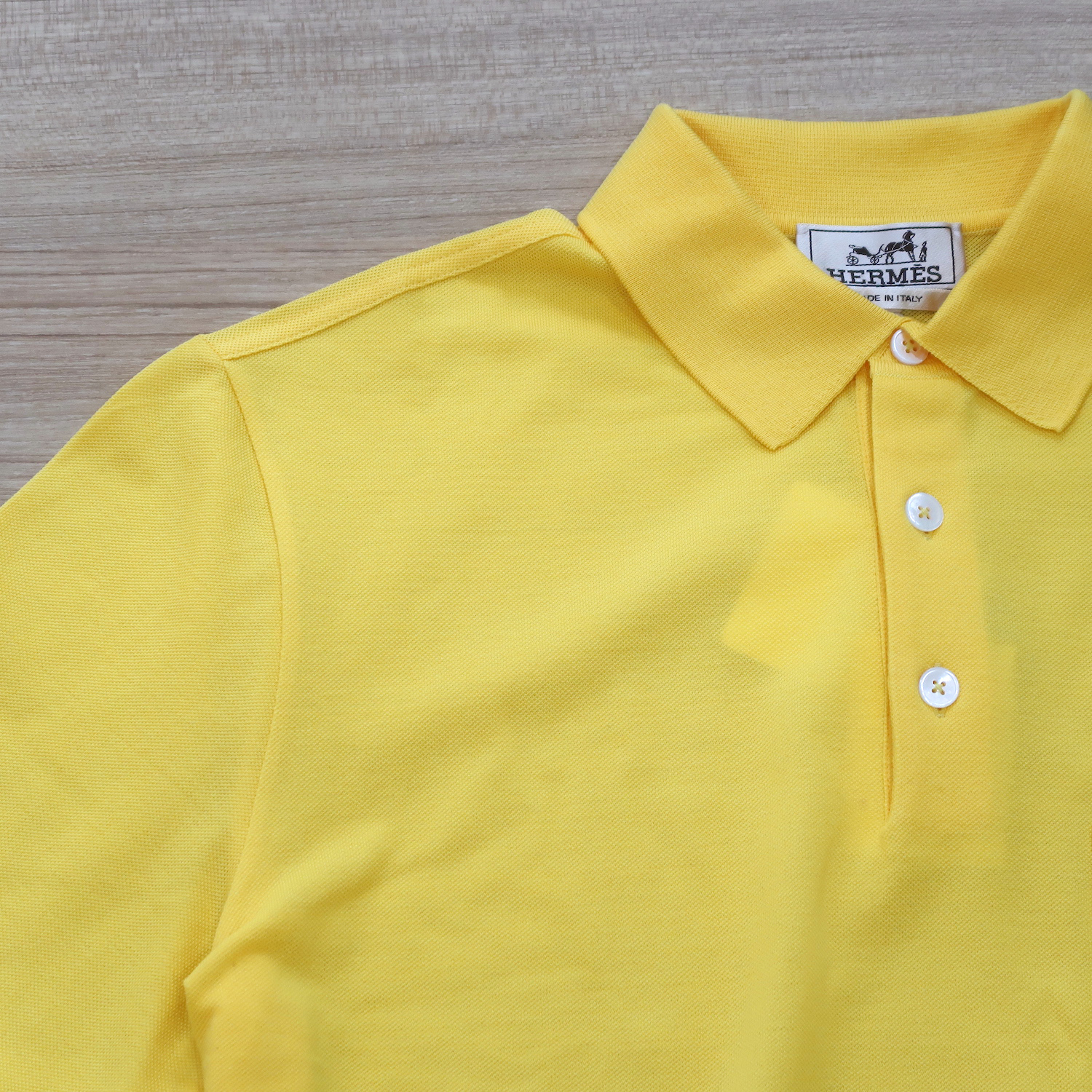 Hermes Jaune Vif Cotton Polo Shirts Size M