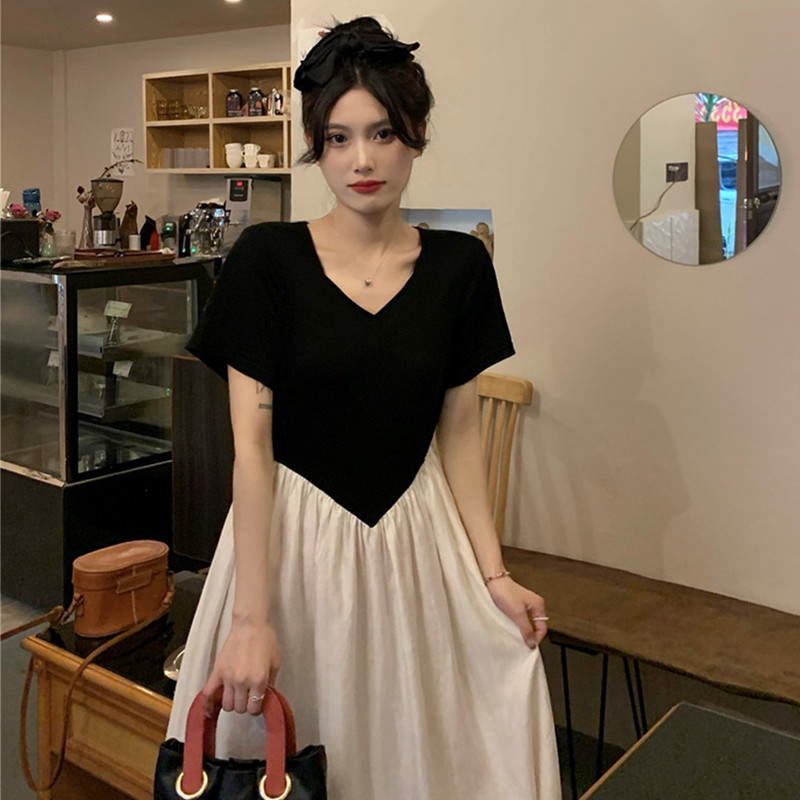 เดรสแขนสั้นมีไซส์L-4XLอก38-47นิ้ว