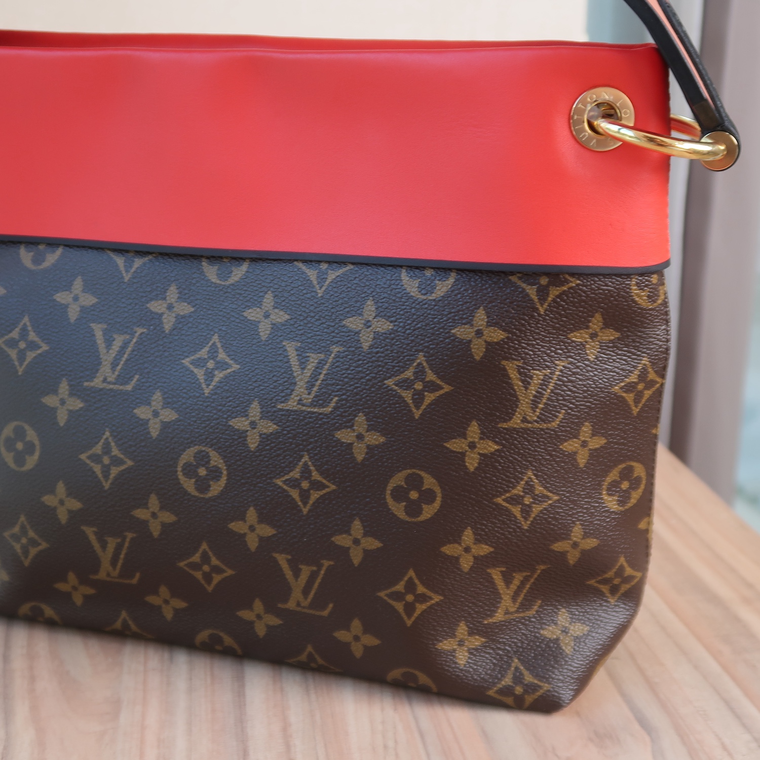 Louis Vuitton Red Calfskin/ Monogram Tuileries Besace Bag