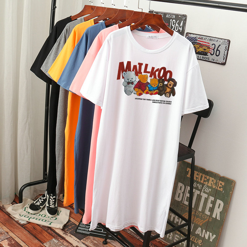 เดรสสไตล์เสื้อยืด S-3XL(อกเสื้อยืด 43- 51 นิ้ว)ใส่สบายๆอยู่บ้าน ใส่นอน