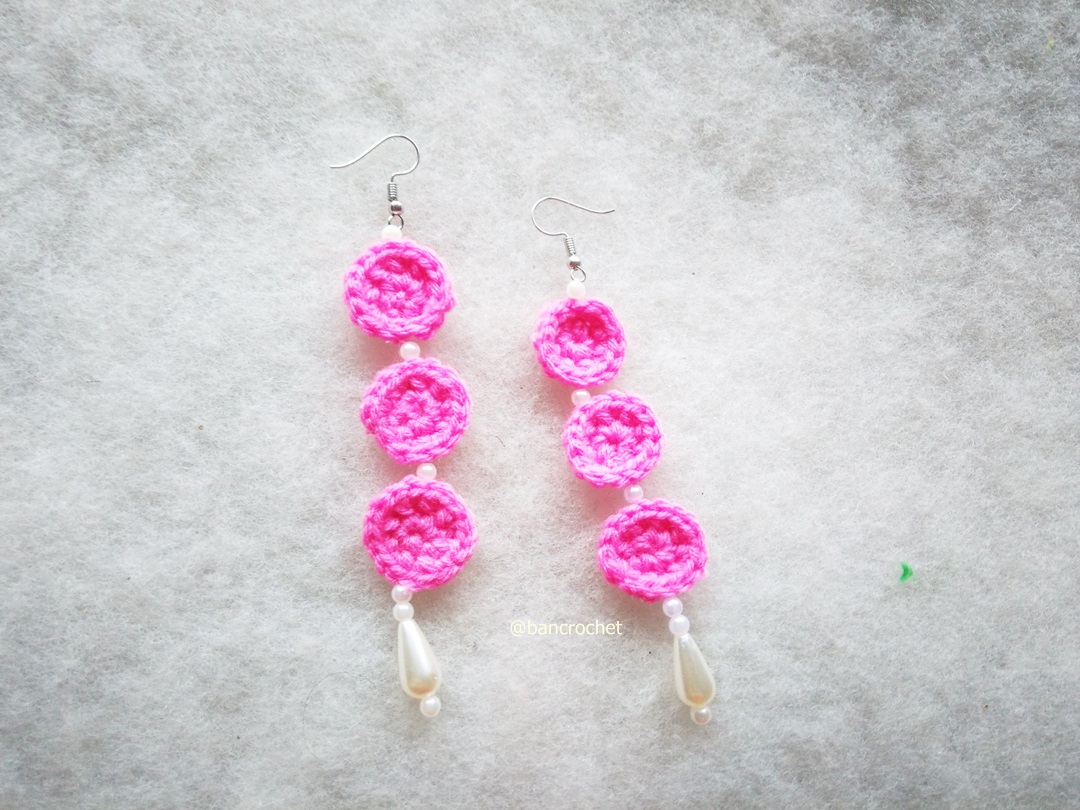 ต่างหูถักโครเชต์ crochet earrings หลากสี 4-6 นิ้ว