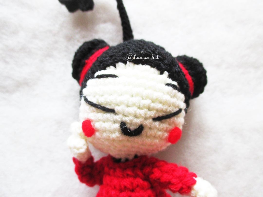 พวงกุญแจตุ๊กตาจีนถัก พวงกุญแจอาหมวยถักไหมพรม ขนาด 4 นิ้ว china doll crochet keychain 4 inch