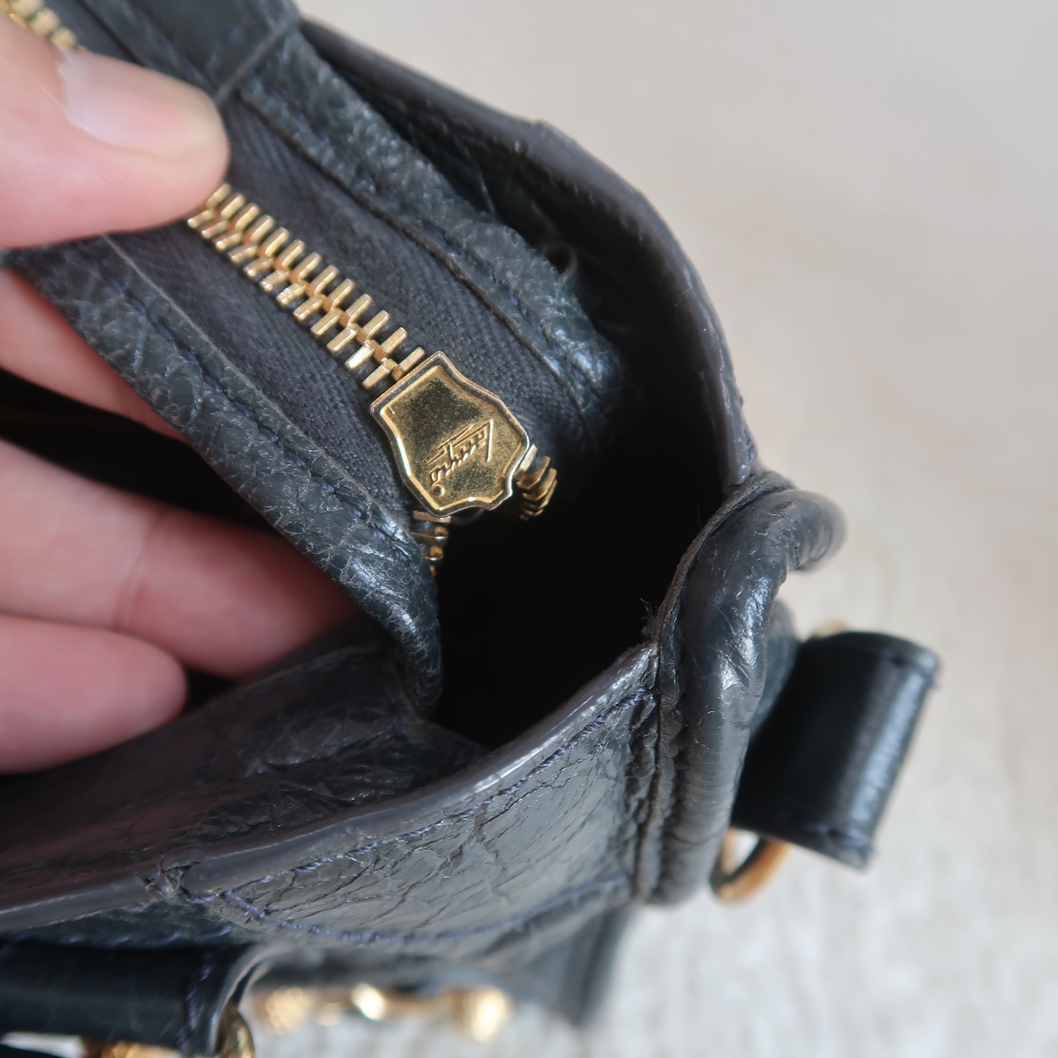 Balenciaga Grey Lambskin Mini City Giant G12 GHW