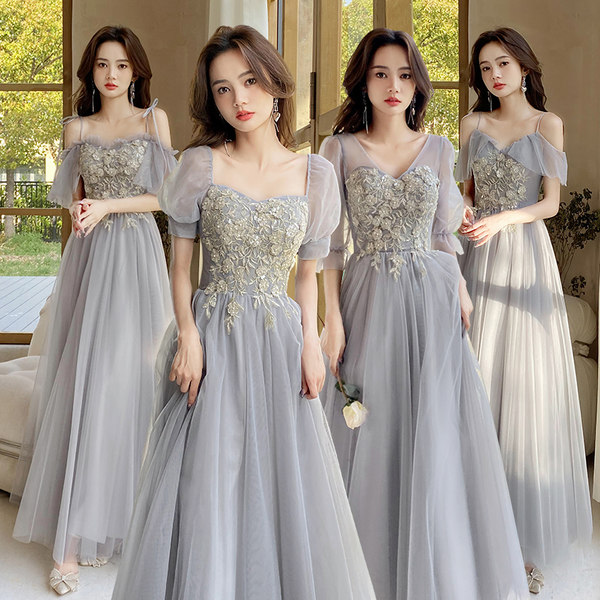 ชุดเพื่อนเจ้าสาวสีเทา ชุดเพื่อนเจ้าสาว ชุดไปงานแต่งงาน