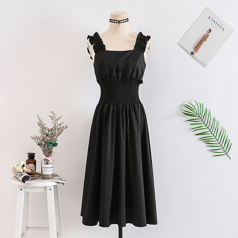 Dress4429 เดรสยาวเอวสม็อคสีพื้นดำ สายบ่าใหญ่สม็อคใส่แบบเปิดไหล่ได้ มีซิปหลัง ผ้าคอตตอนโพลีอย่างดีเกรดพรีเมียมเนื้อหนามีน้ำหนักทิ้งตัว งานดีทรงสวยดูแพง ดีเทลน่ารักดีงาม ใส่เก๋ๆ ได้บ่อย