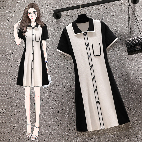 เดรสคนอ้วน เดรสสาวอวบ ชุดเดรสคนอ้วนวัยรุ่นแขนสั้น BY PLUS SIZE Girl