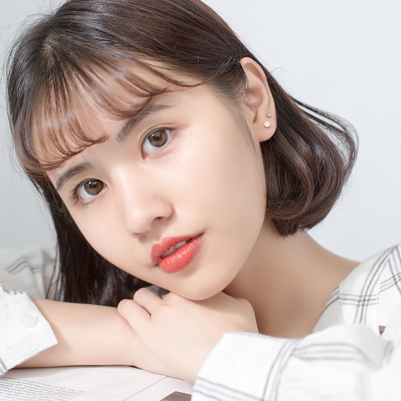 ต่างหูเงินแท้ S925 รุ่น Moon ต่างหูก้านเสียบ จิวกลม เพชรCZ แป้นหลังบอลกลม สีเงิน สีพิงค์โกลด์ ตุ้มหูมินิมอล