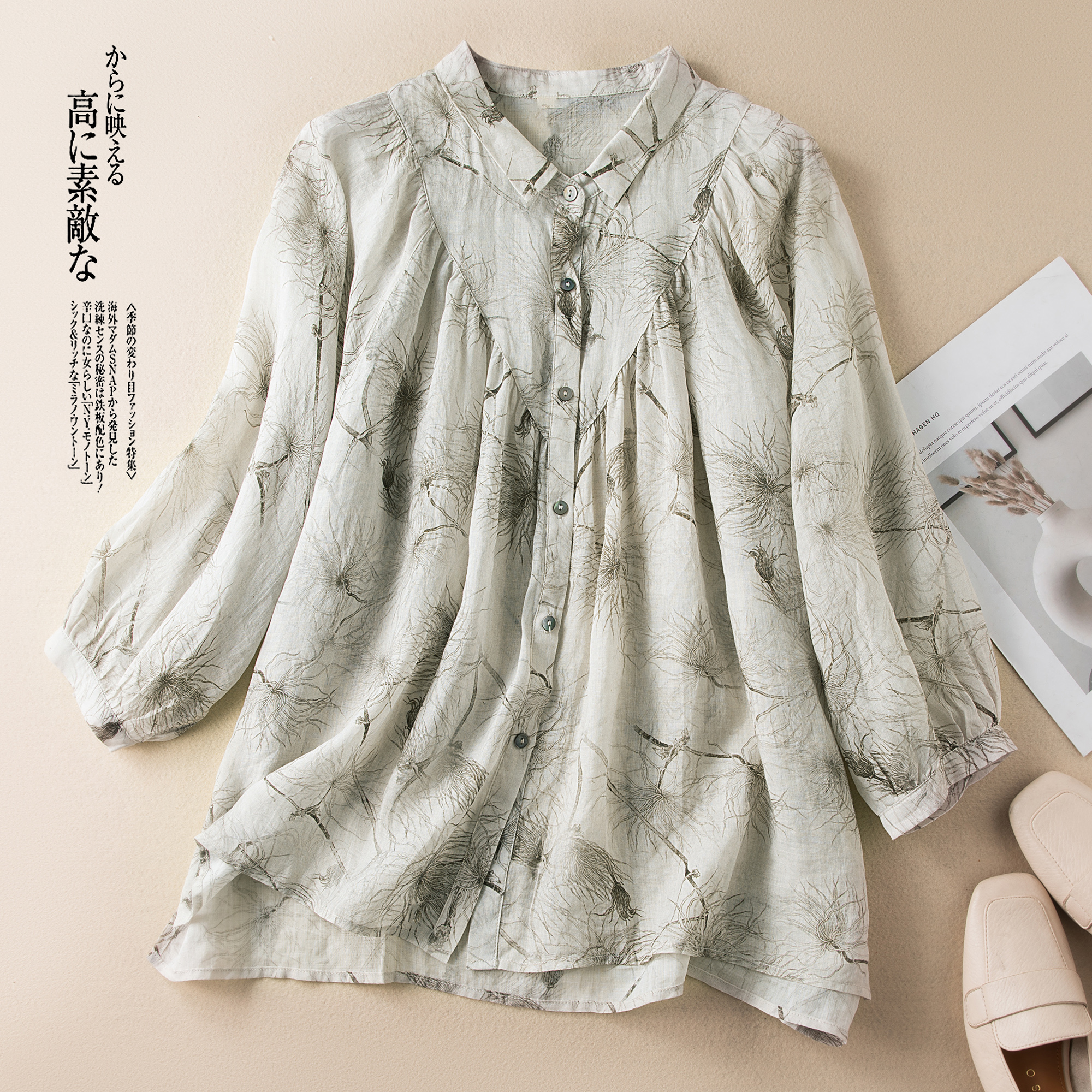 เสื้อลินิน เสื้อผ้าฝ้ายลินิน เสื้อเชิ้ตผ้าลินิน S M l XL จากแบรนด์ ZIMO