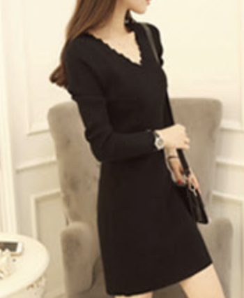 เสื้อไหมพรม ตัวยาว ผ้าร่อง คอวี พร้อมส่ง