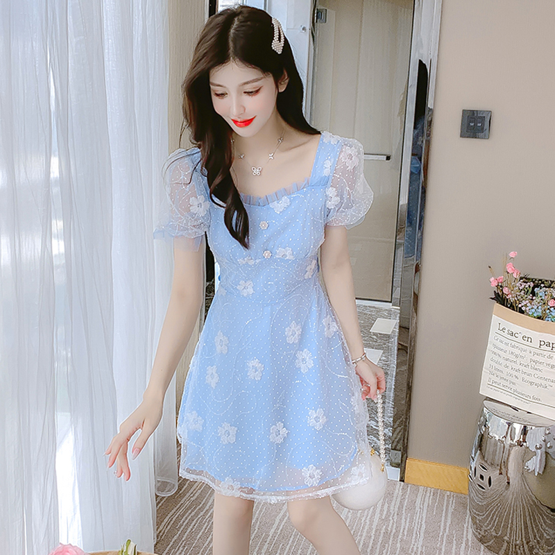 เดรสลูกไม้ เดรสชีฟองสวยๆ แขนสั้น By Meiyi women's clothing
