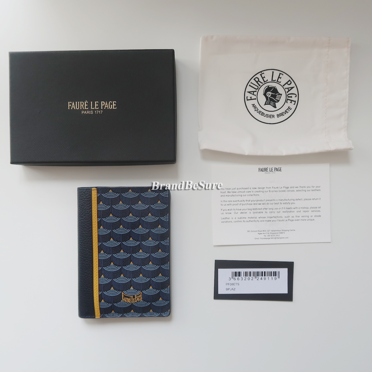 Faure Le Page Navy Blue Monogram Canvas Standard Pocket Wallet