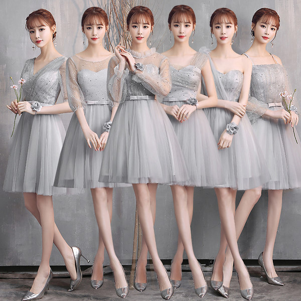 ชุดเพื่อนเจ้าสาว ชุดไปงานแต่งงาน ชุดเพื่อนเจ้าสาวสีเทา
