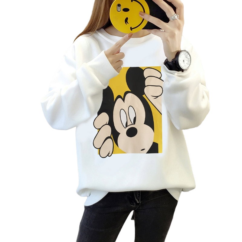 Blouse3804 เสื้อสเวตเตอร์แขนยาวลายมิกกี้เม้าส์ ผ้าคอตตอนกำมะหยี่เนื้อดีหนานุ่มยืดหยุ่นสูงใส่สบาย งานน่ารักแมทช์ง่าย
