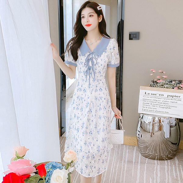 เดรสลูกไม้ เดรสชีฟองสวยๆ แขนสั้น By Meiyi women's clothing