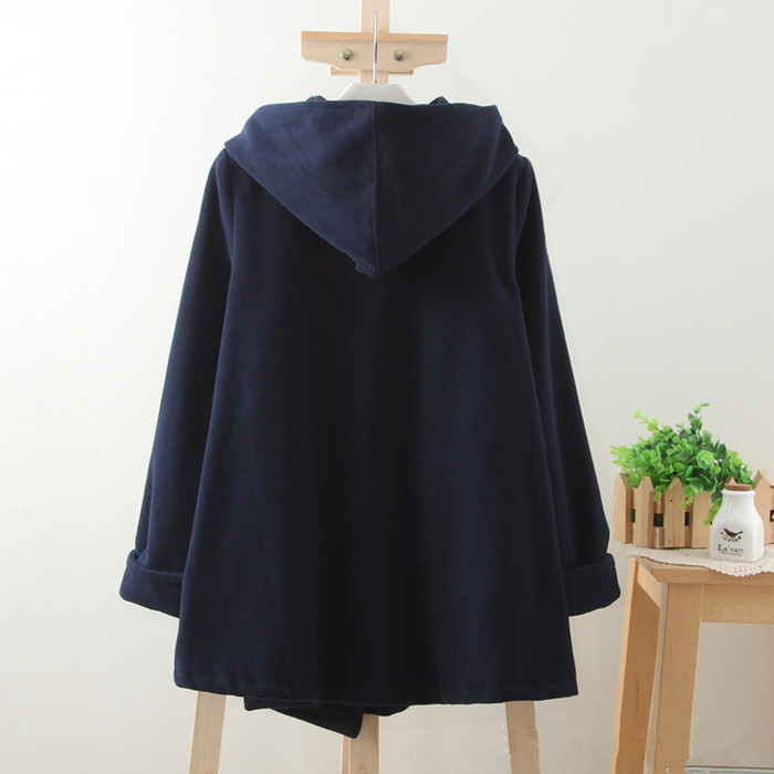 Japan style coat พร้อมส่ง โค้ทกันหนาว ทรงญี่ปุ่นน่ารัก ผ้าสำลีผสมสักหลาด บุซับในกันลม กรม