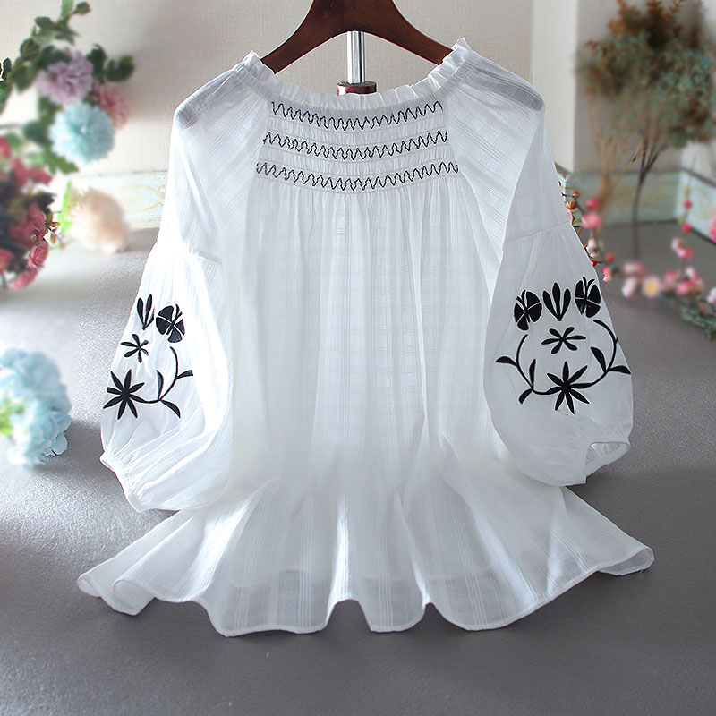 เสื้อลินิน เสื้อผ้าฝ้ายลินิน เสื้อเชิ้ตผ้าลินิน ปักลายสวยๆด้วยด้าย สไตล์VINTAGE