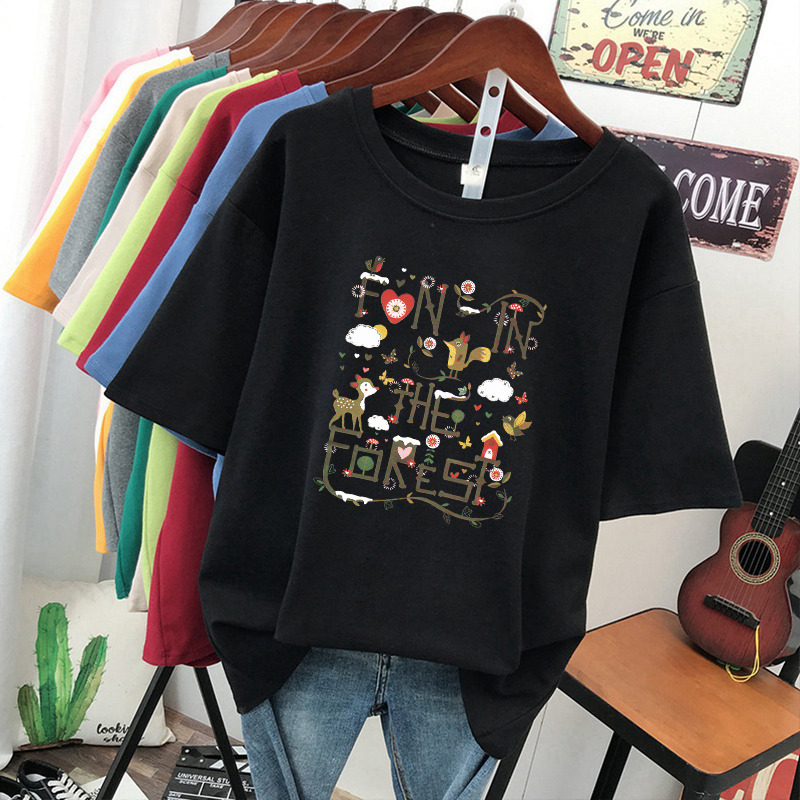 เสื้อยืดคอตตอน สกรีนลายน่ารัก มีหลากหลายสี ส่งฟรีทั่วไทย BY JIMIAO