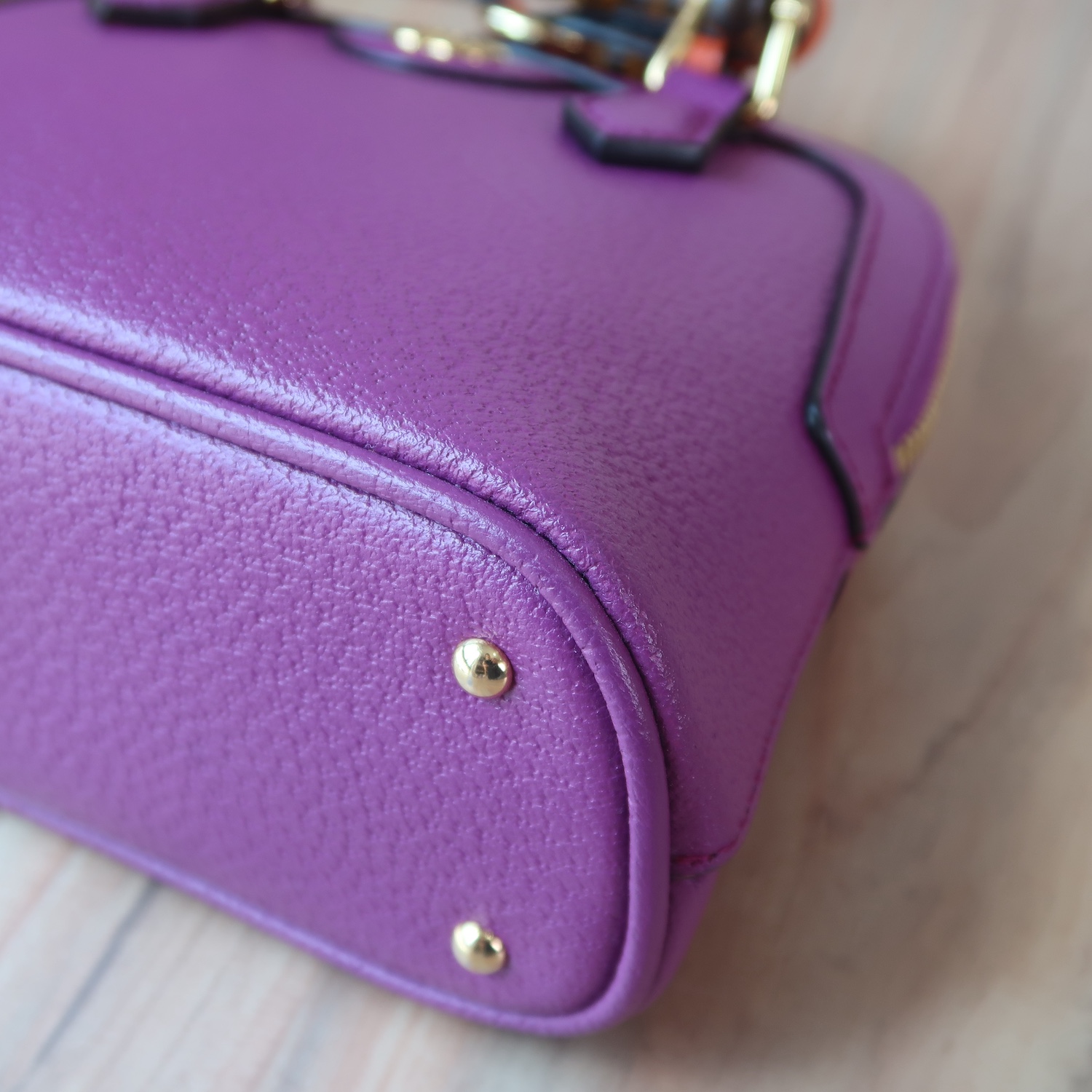 Gucci Purple Calfskin Diana Bamboo Top Handle Mini Dome Tote