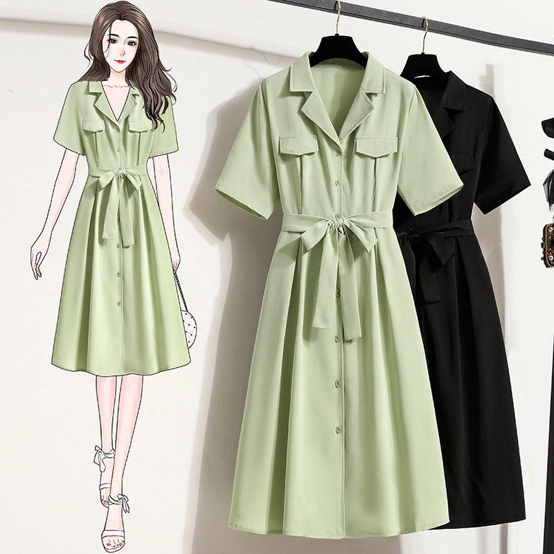 เดรสแขนสั้น มีไซส์ L-4XLอก 38-47 นิ้ว ใส่ได้ทั้งสาวหุ่นดีน่ารักจนถึงสาวอวบพลัสไซส์